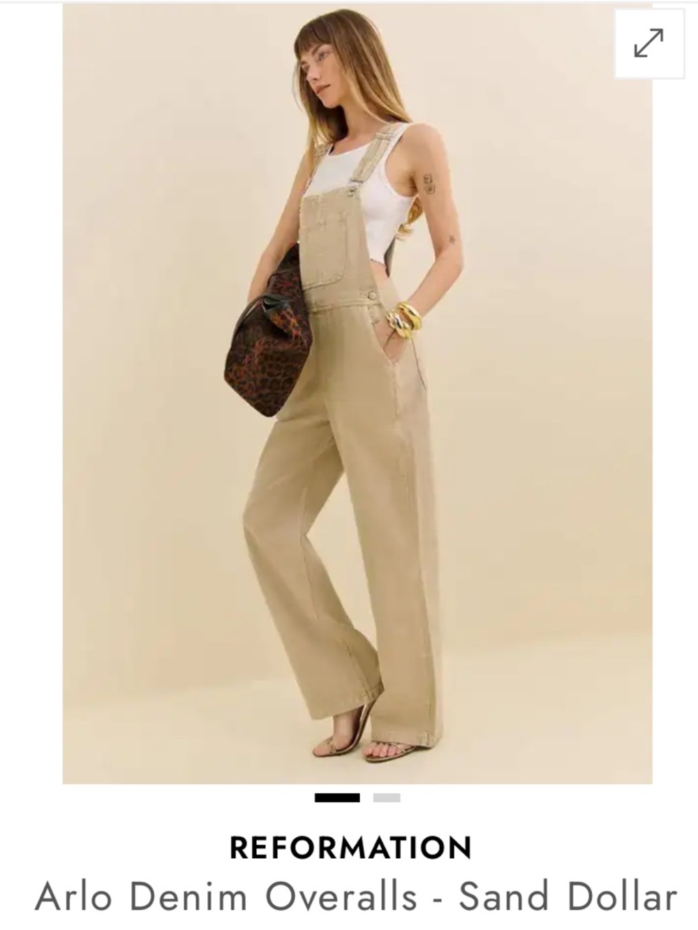 Reformation Sand Dollar Wide-Leg Denim Overalls